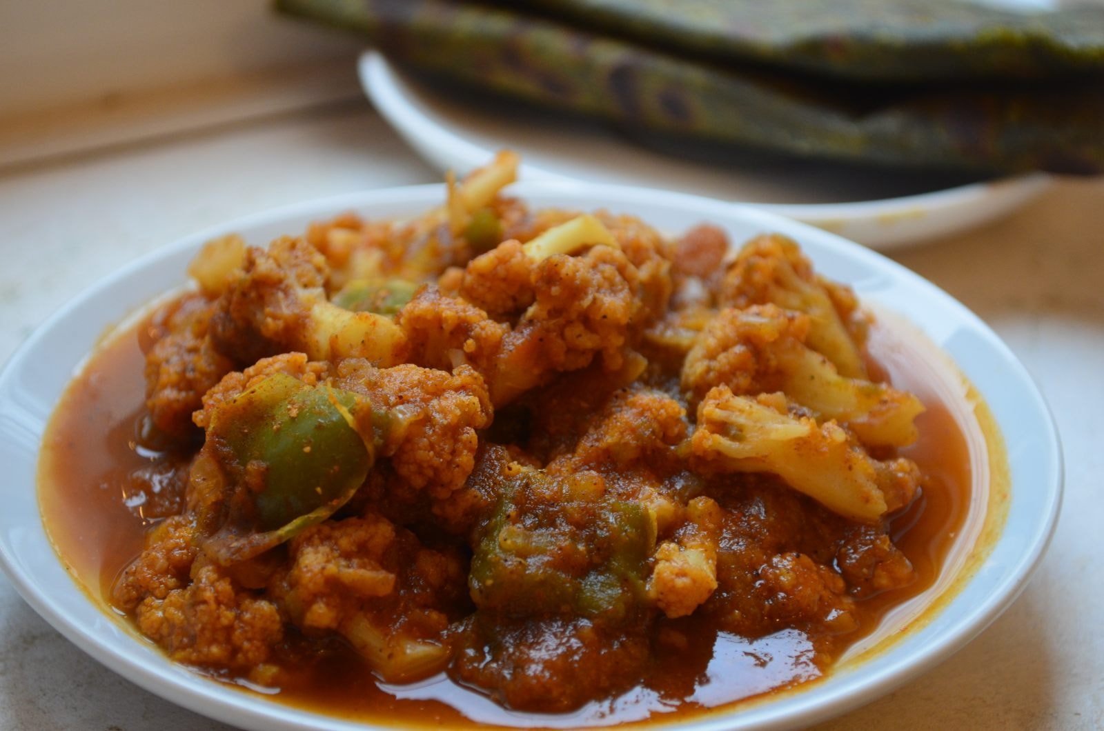 Achari Cauliflower and Capsicum Sabzi