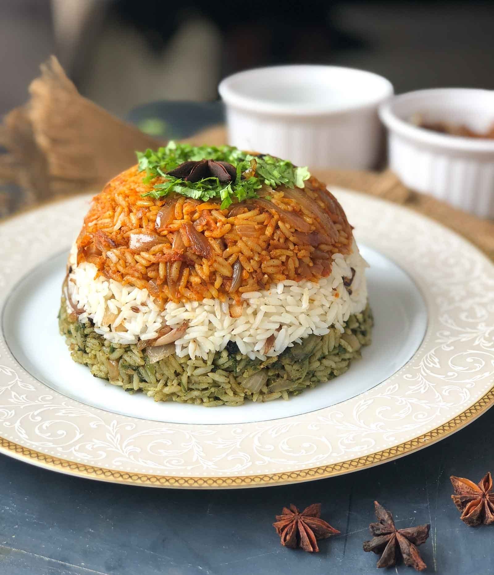 Layered Vegetable Tricolour Biryani