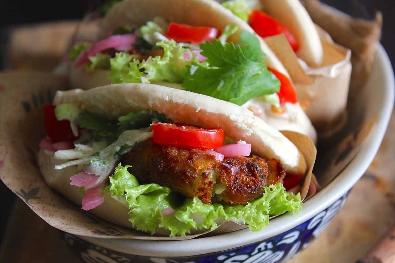 Aloo Tikki Pita Sandwich