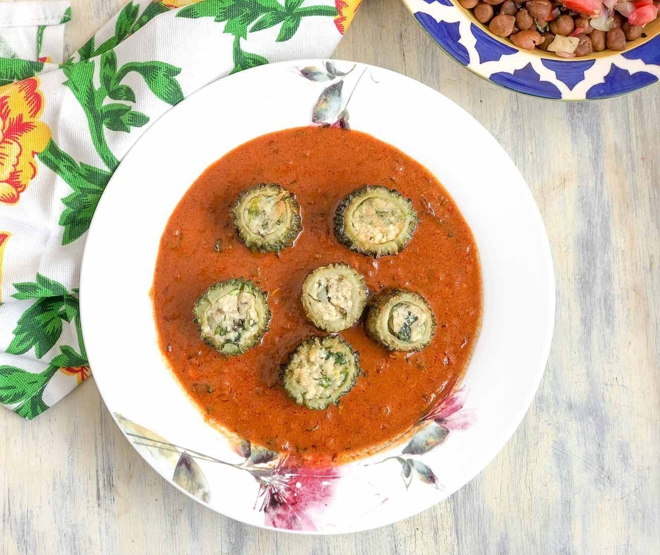 Stuffed Karela in Creamy Masala Gravy