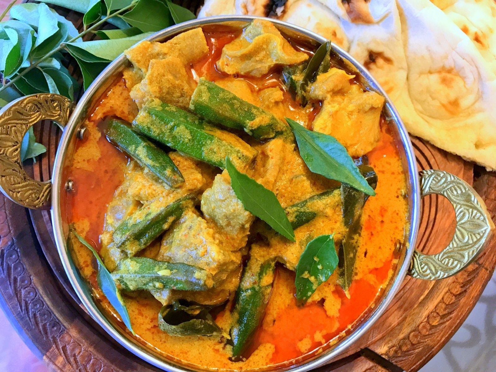 Bhindi Gosht with Coconut Gravy