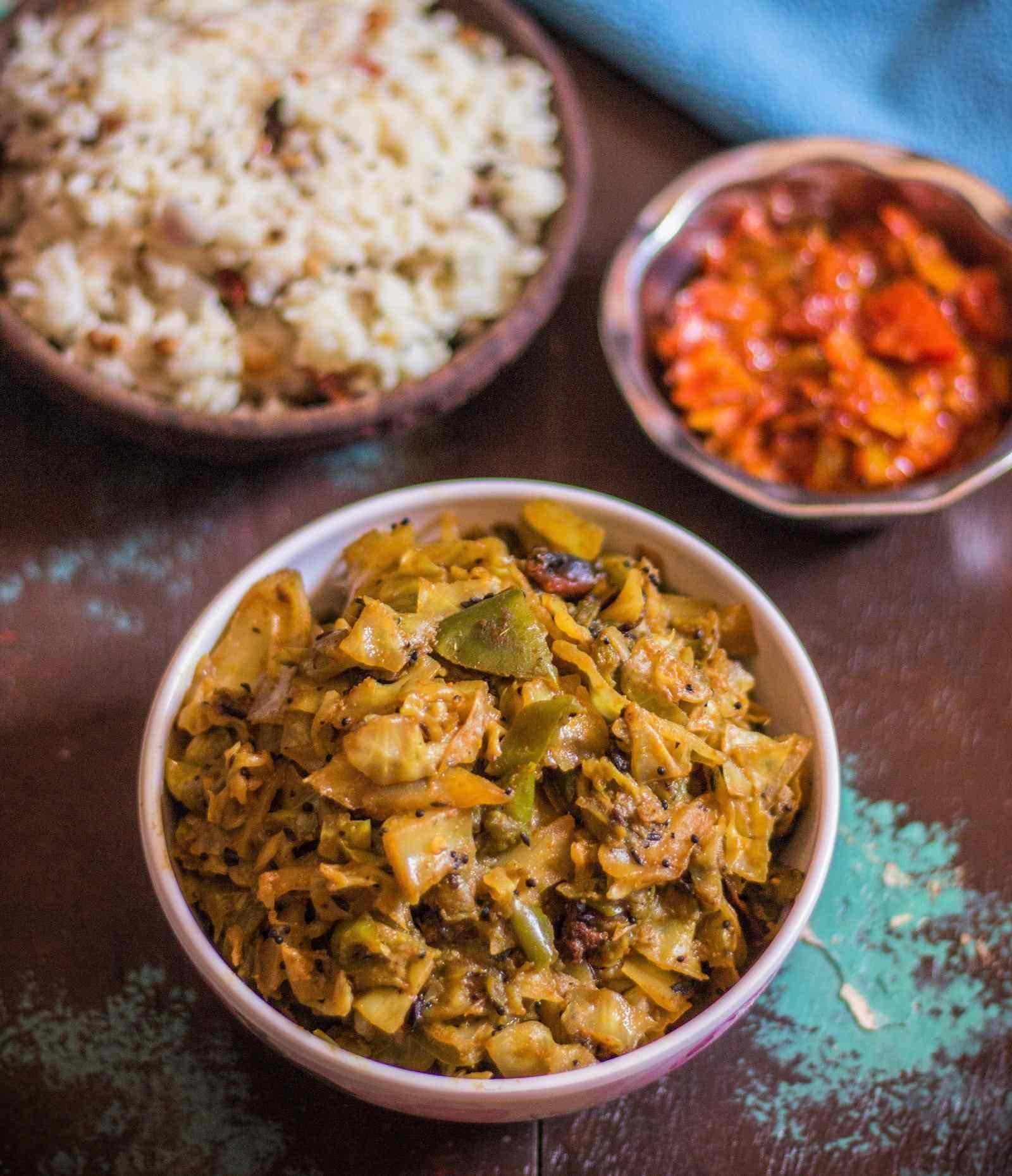 Cabbage and Capsicum Sabzi