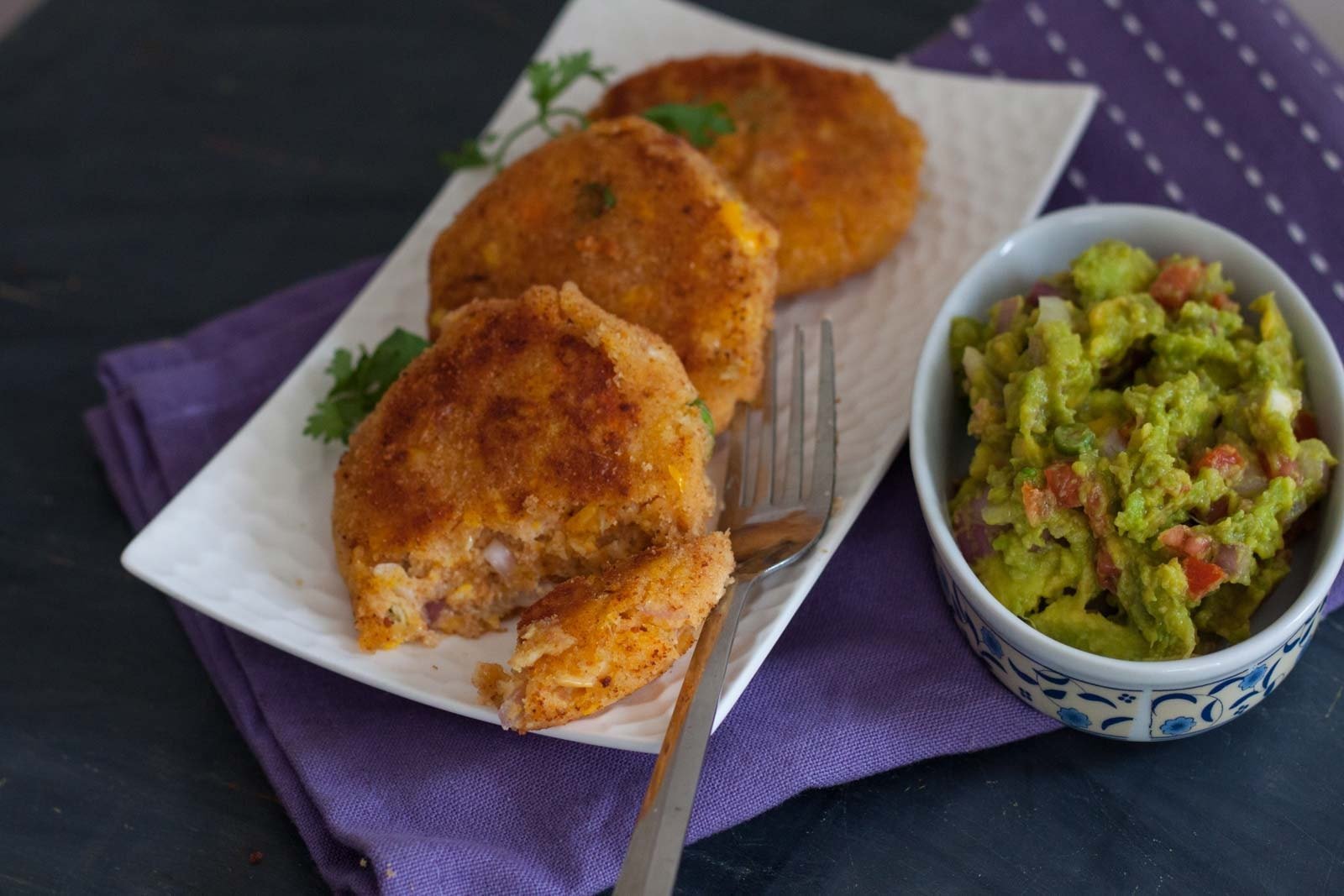 Corn Cakes with Mozzarella and Avocado Salsa