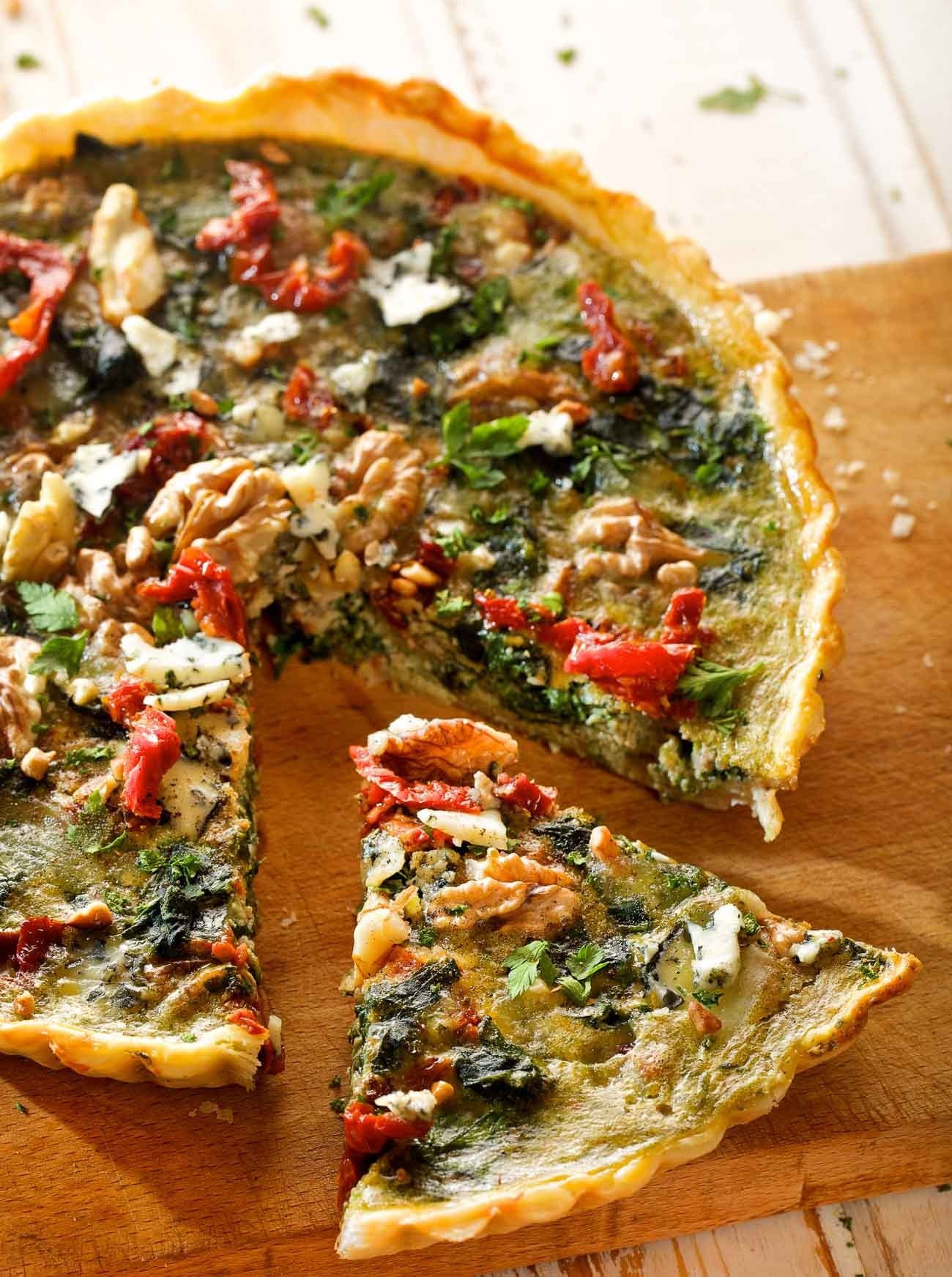 Kale, Blue Cheese and Cranberry Quiche