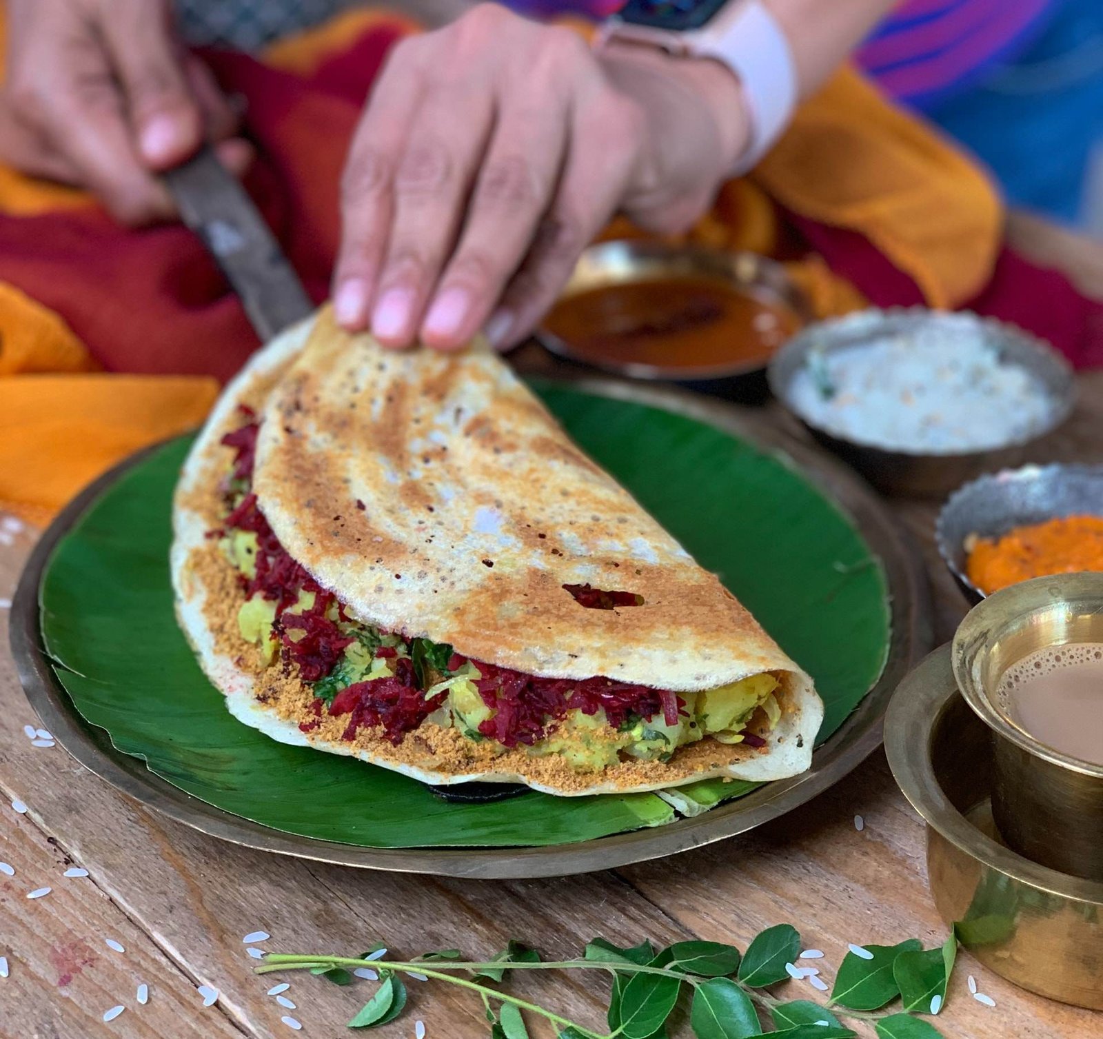 Kanchipuram Masala Dosa with Soya Batter