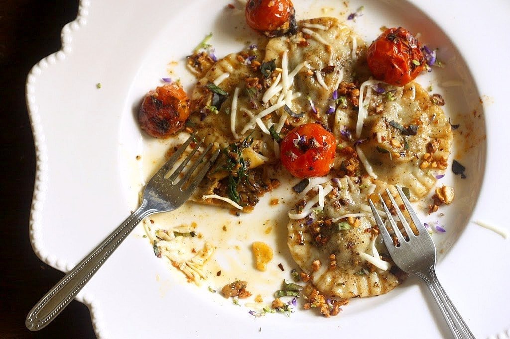 Mushroom Ravioli with Burnt Butter Sauce