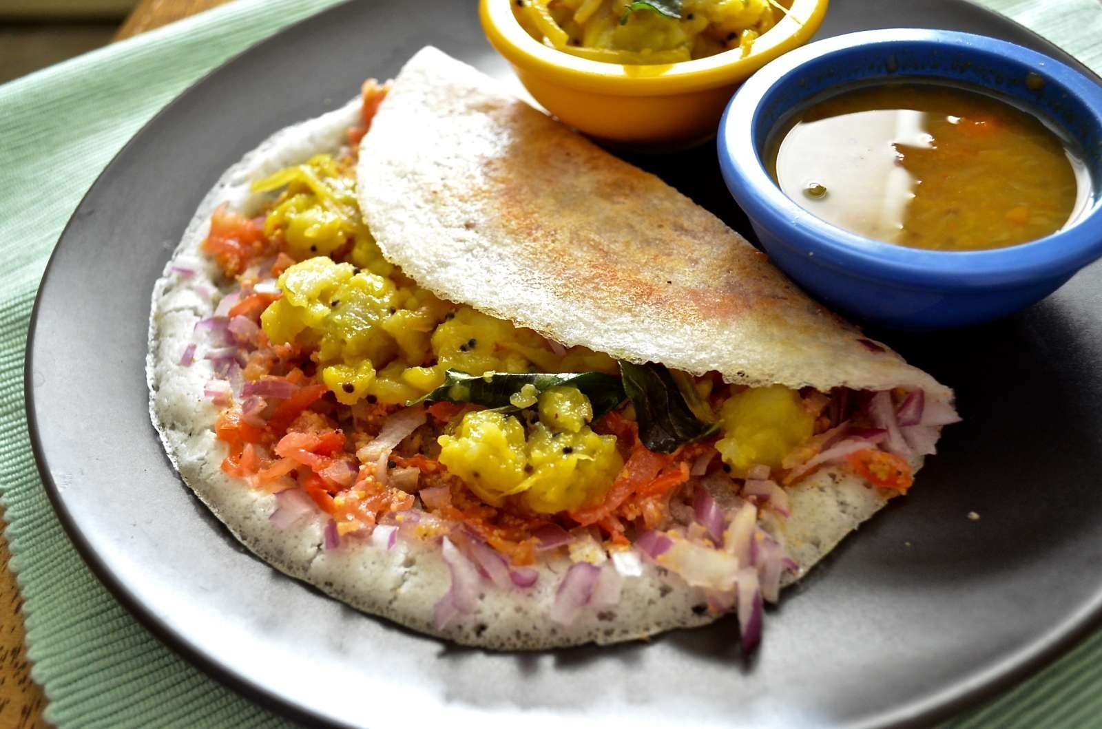 Onion Tomato Podi Masala Dosa