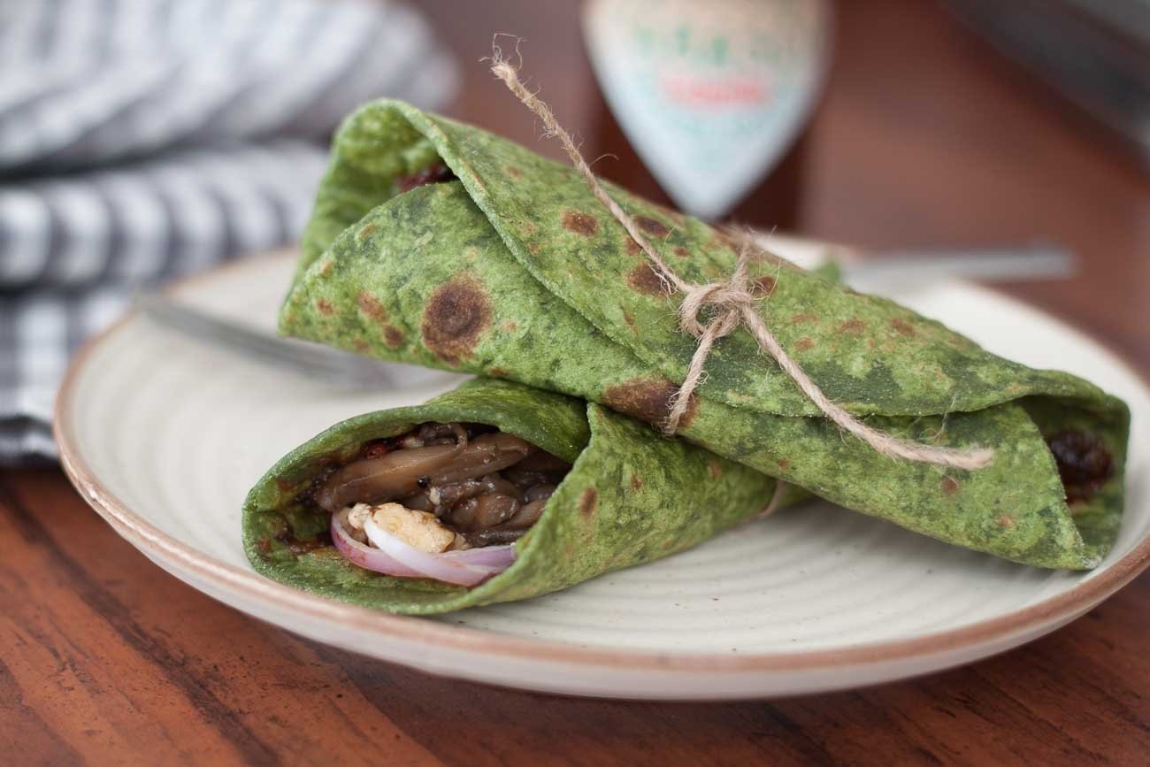 Paneer Mushroom Spinach Wrap with Prunes