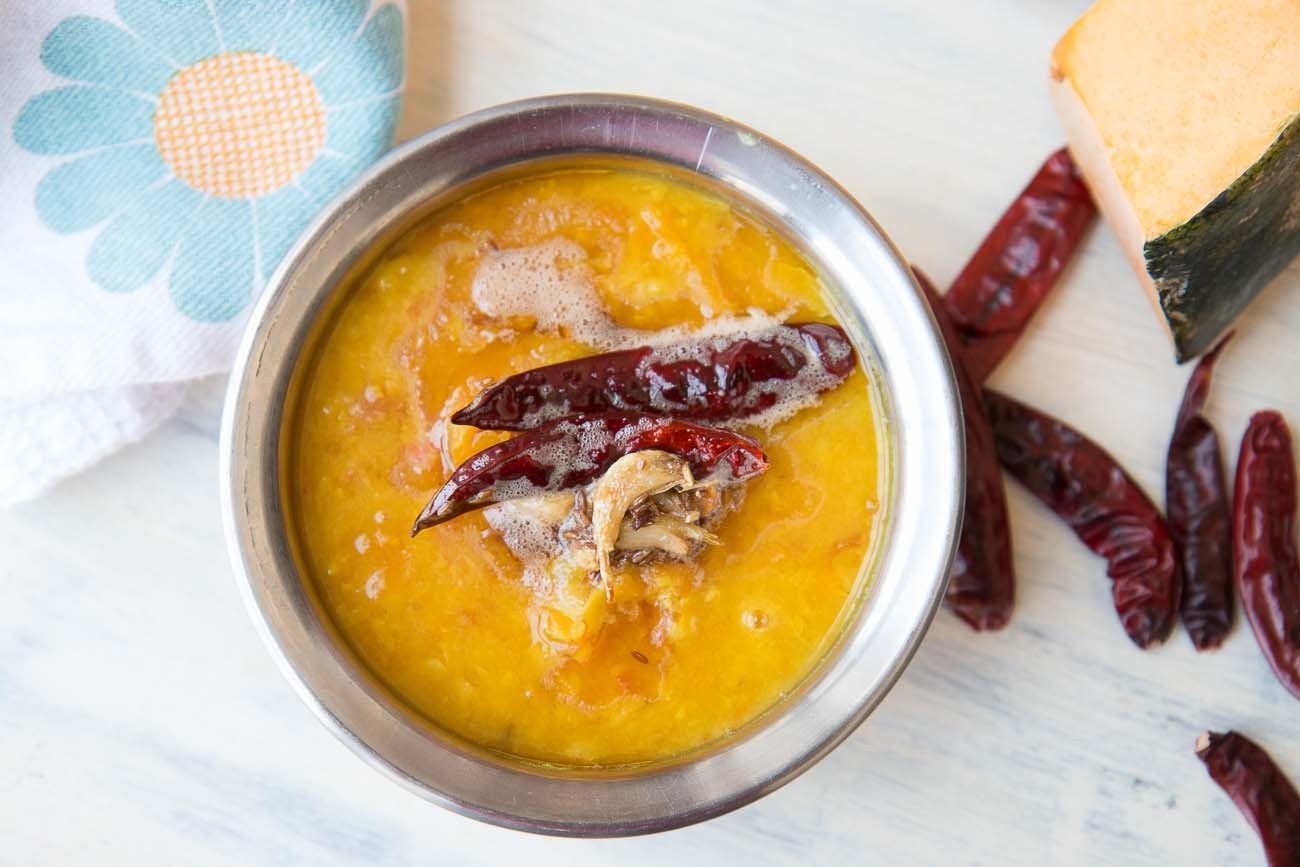 Pumpkin Dal with Garlic Tadka