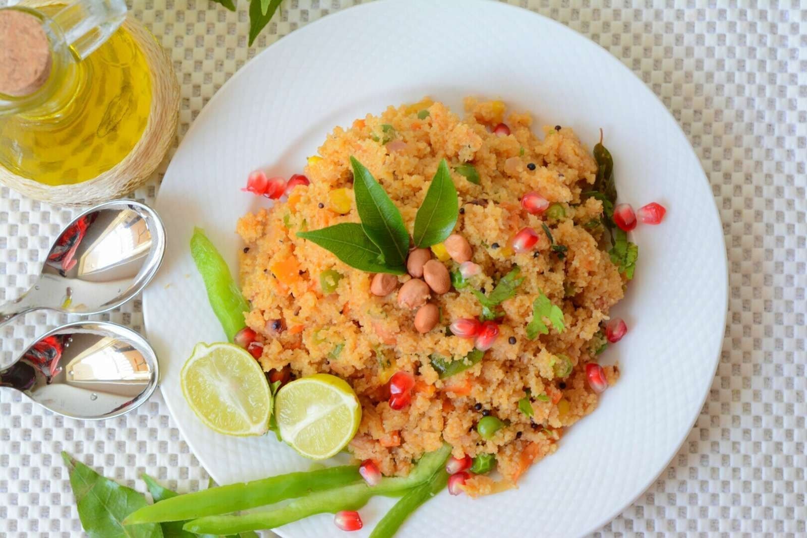 Peanut, Peas and Corn Rava Upma