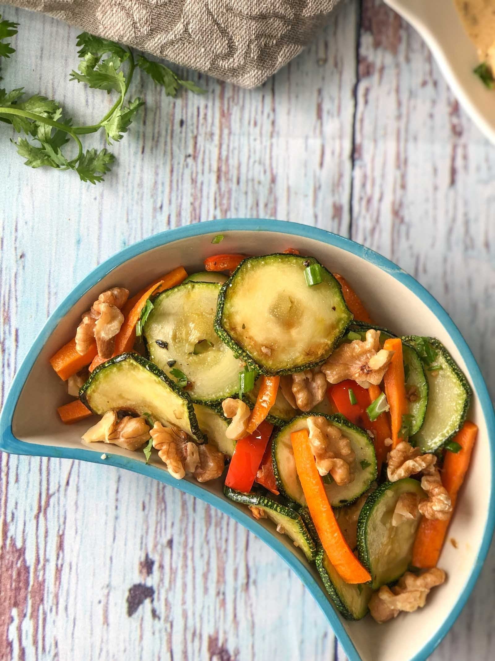 Roasted Zucchini and Carrot Salad with Walnuts