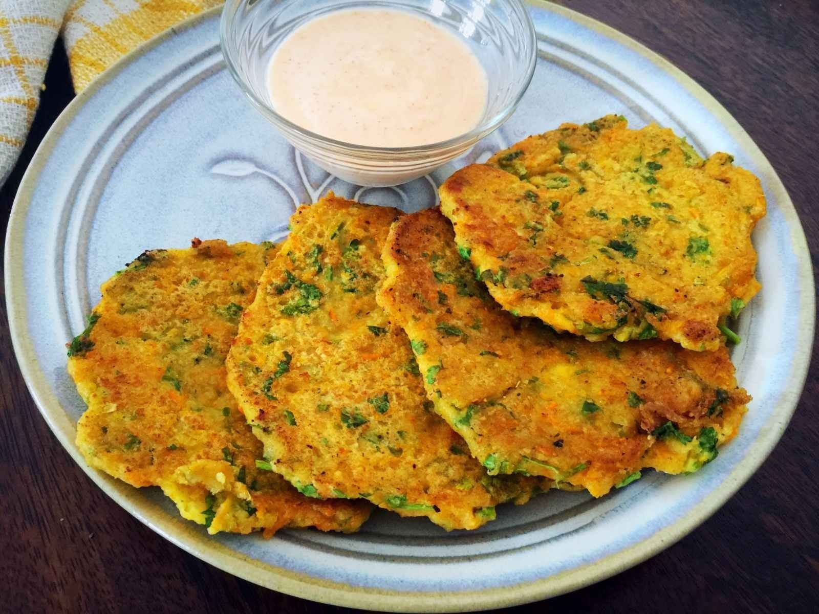 Carrot, Paneer and Coriander Oat Pancakes