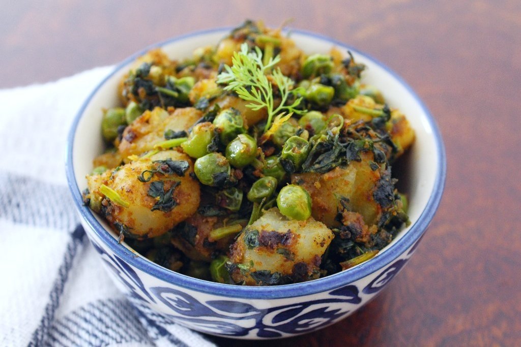 Dry Aloo Matar Methi Sabzi - Lunch