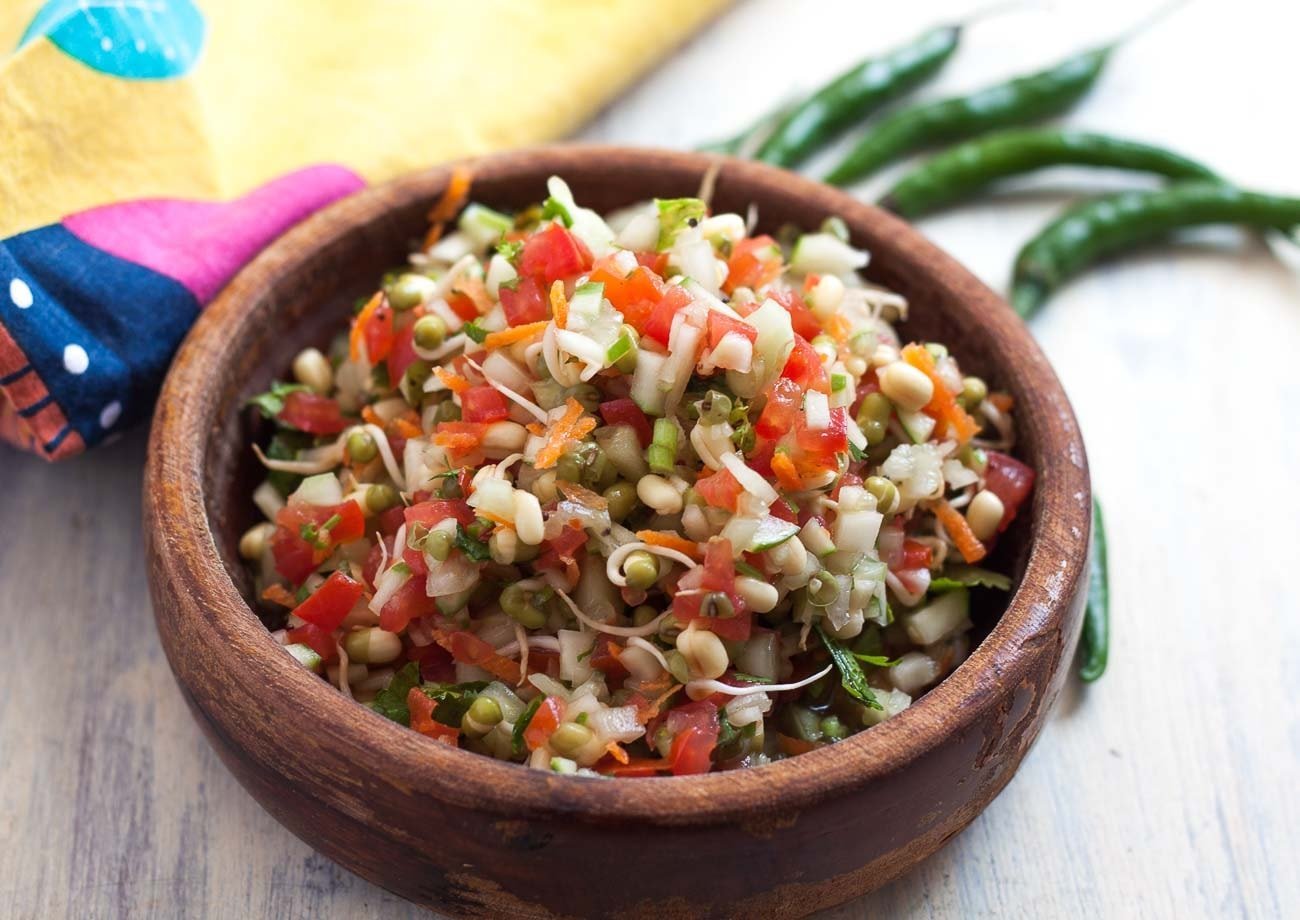 Green Moong Sprouts and Raw Mango Salad