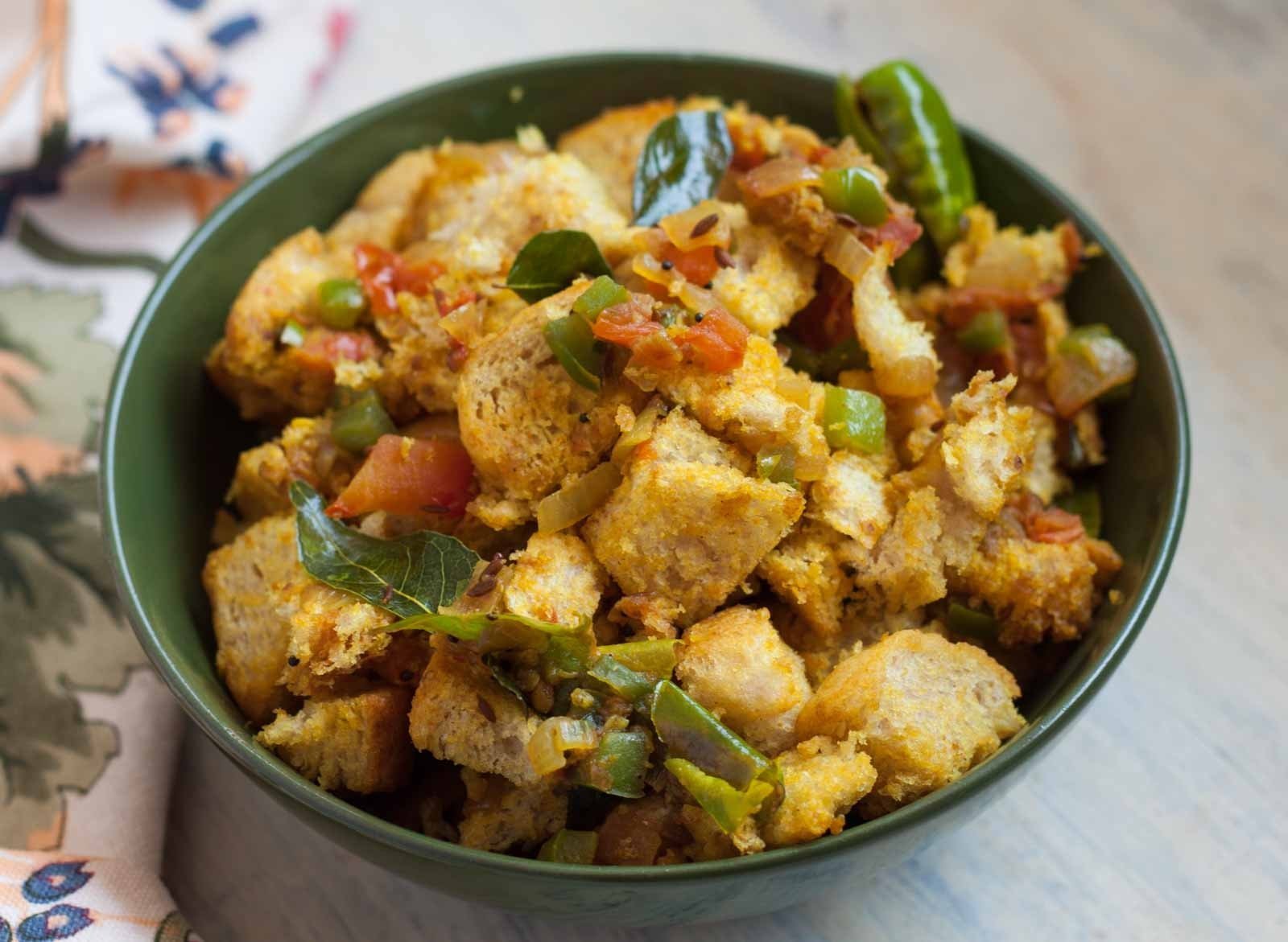 Spicy and Tangy Bread Upma