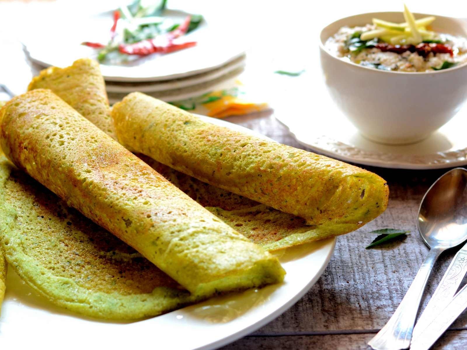 Spinach and Coriander Dosa