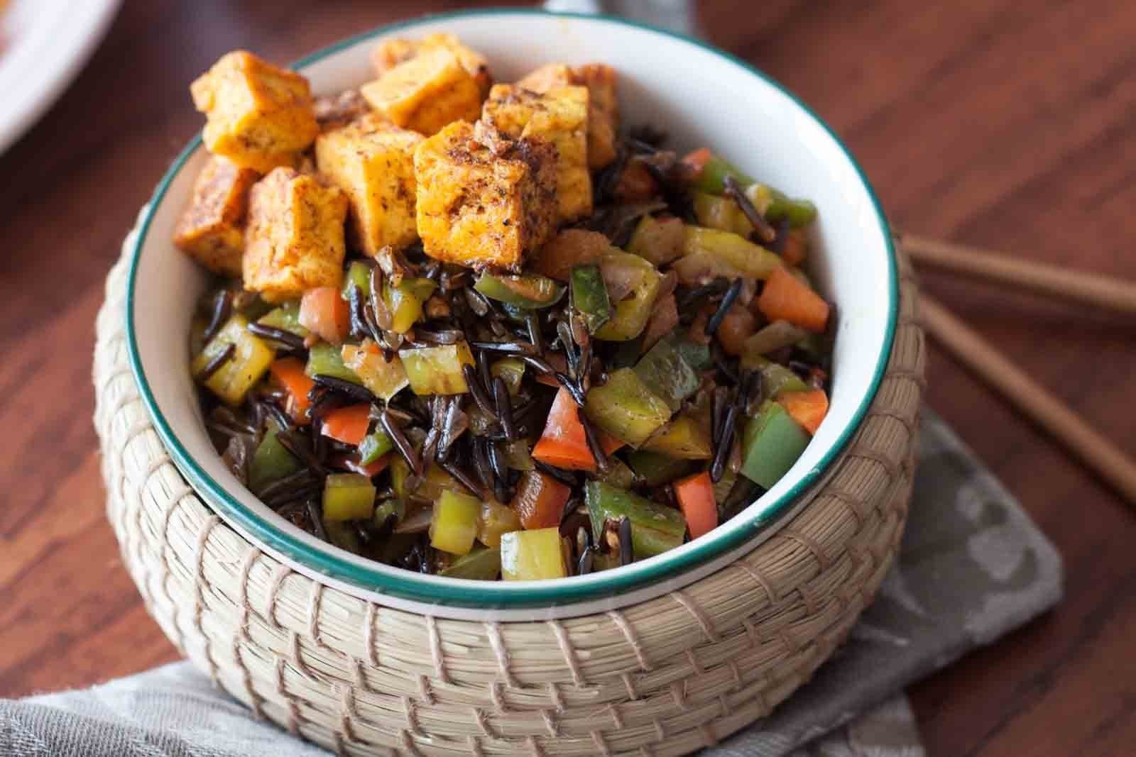 Wild Rice Stir-Fry with Peri Peri Tofu