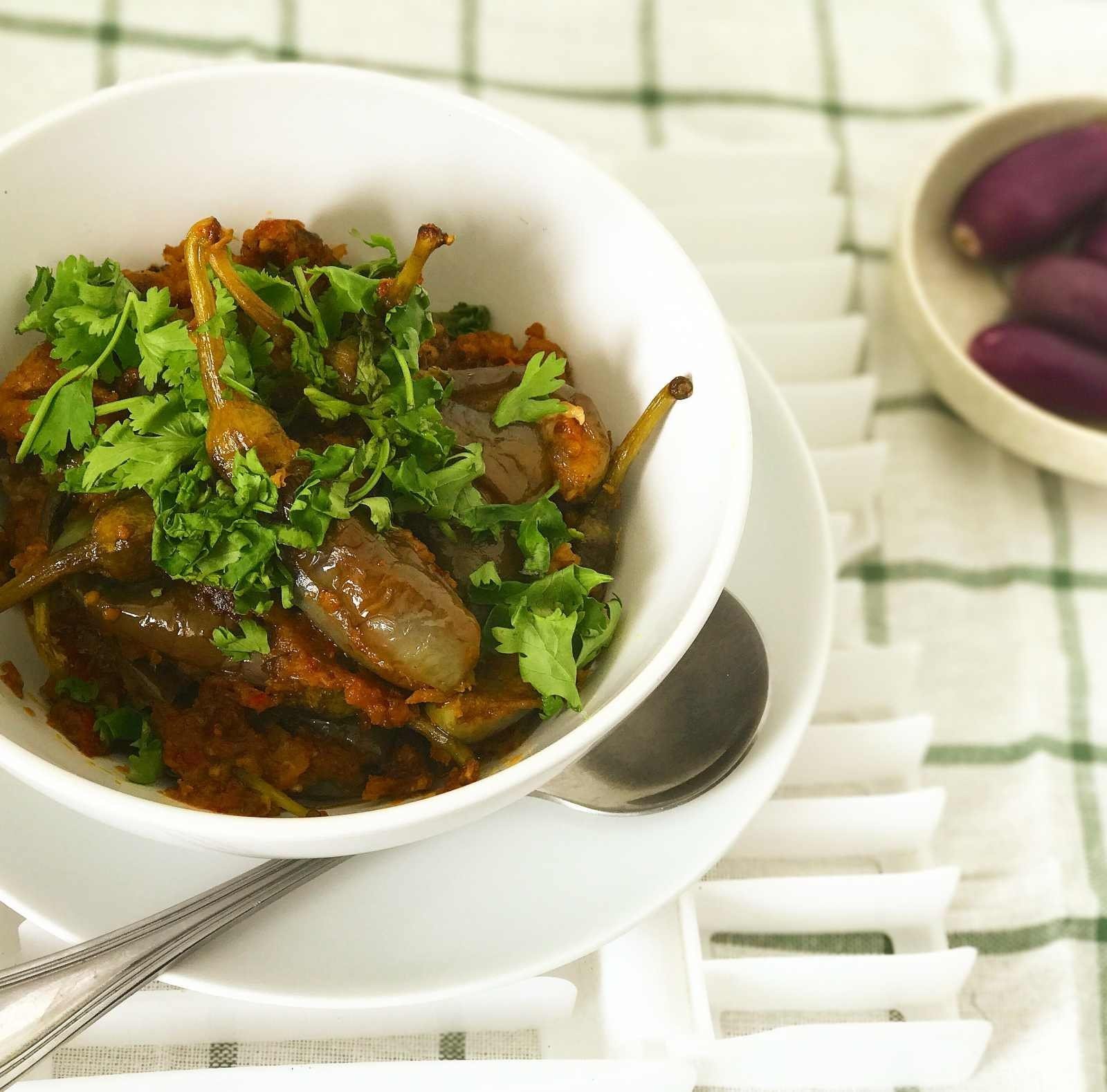 Andhra Onion Eggplant Curry
